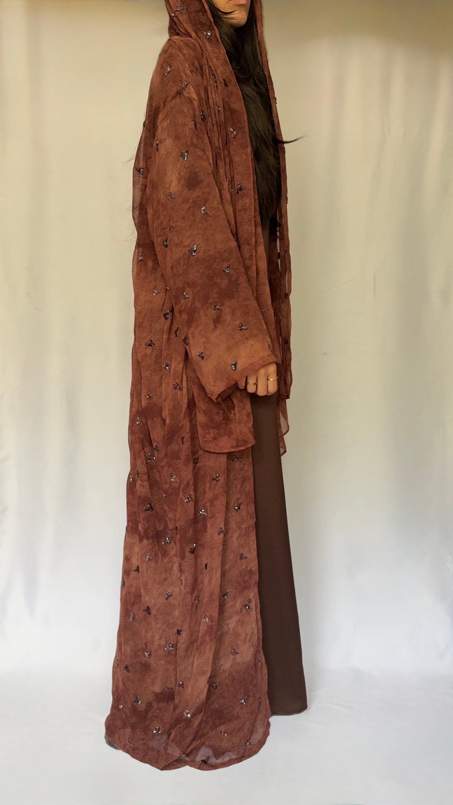 Mocha Abaya - 3 piece set