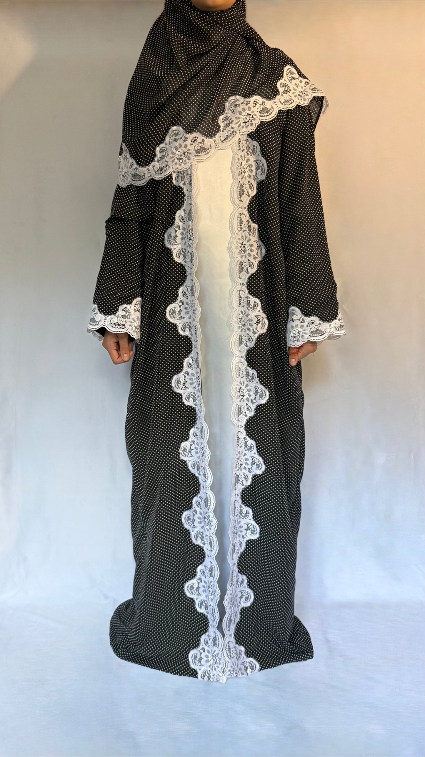 The Polka Lace Abaya - 2 piece set