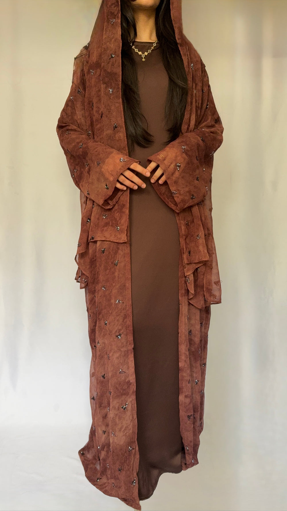 Mocha Abaya - 3 piece set