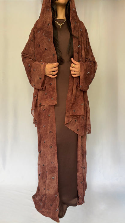 Mocha Abaya - 3 piece set