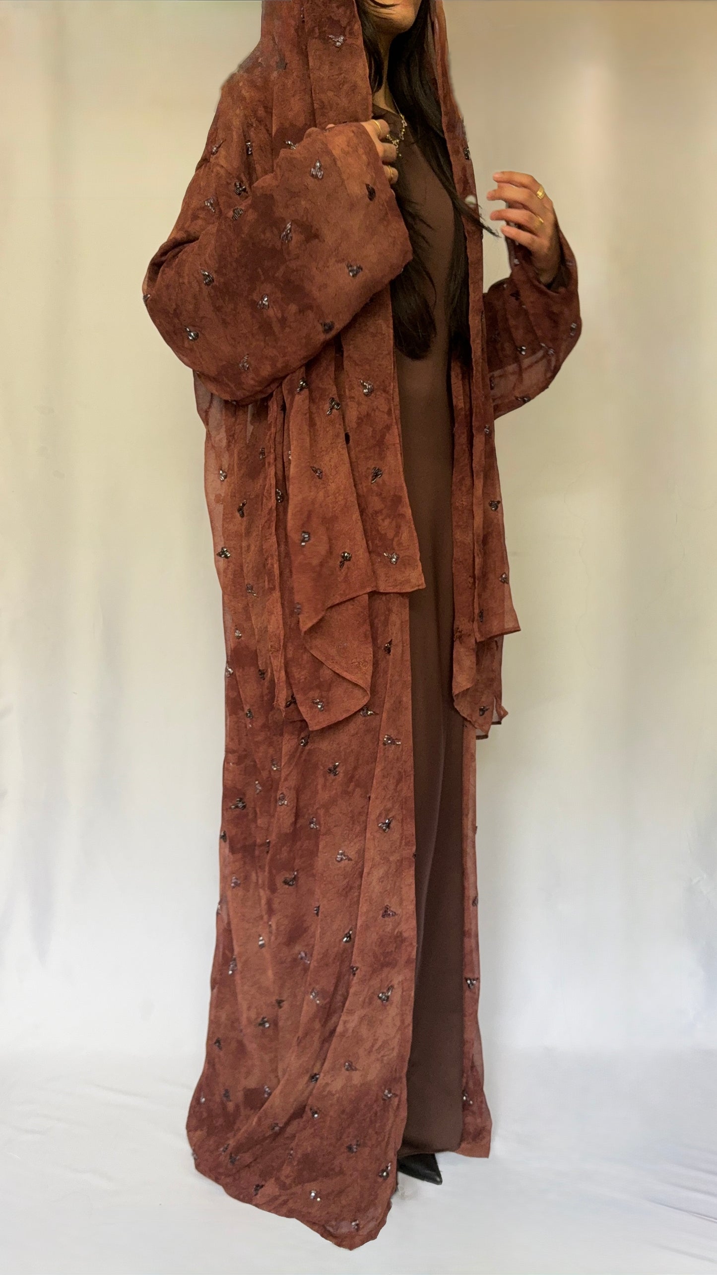 Mocha Abaya - 3 piece set