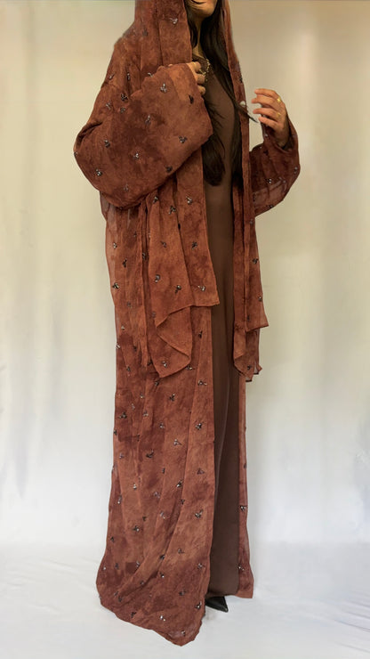 Mocha Abaya - 3 piece set
