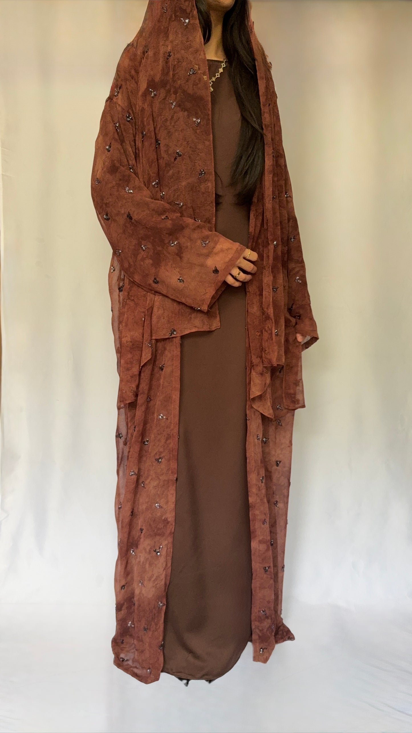 Mocha Abaya - 3 piece set