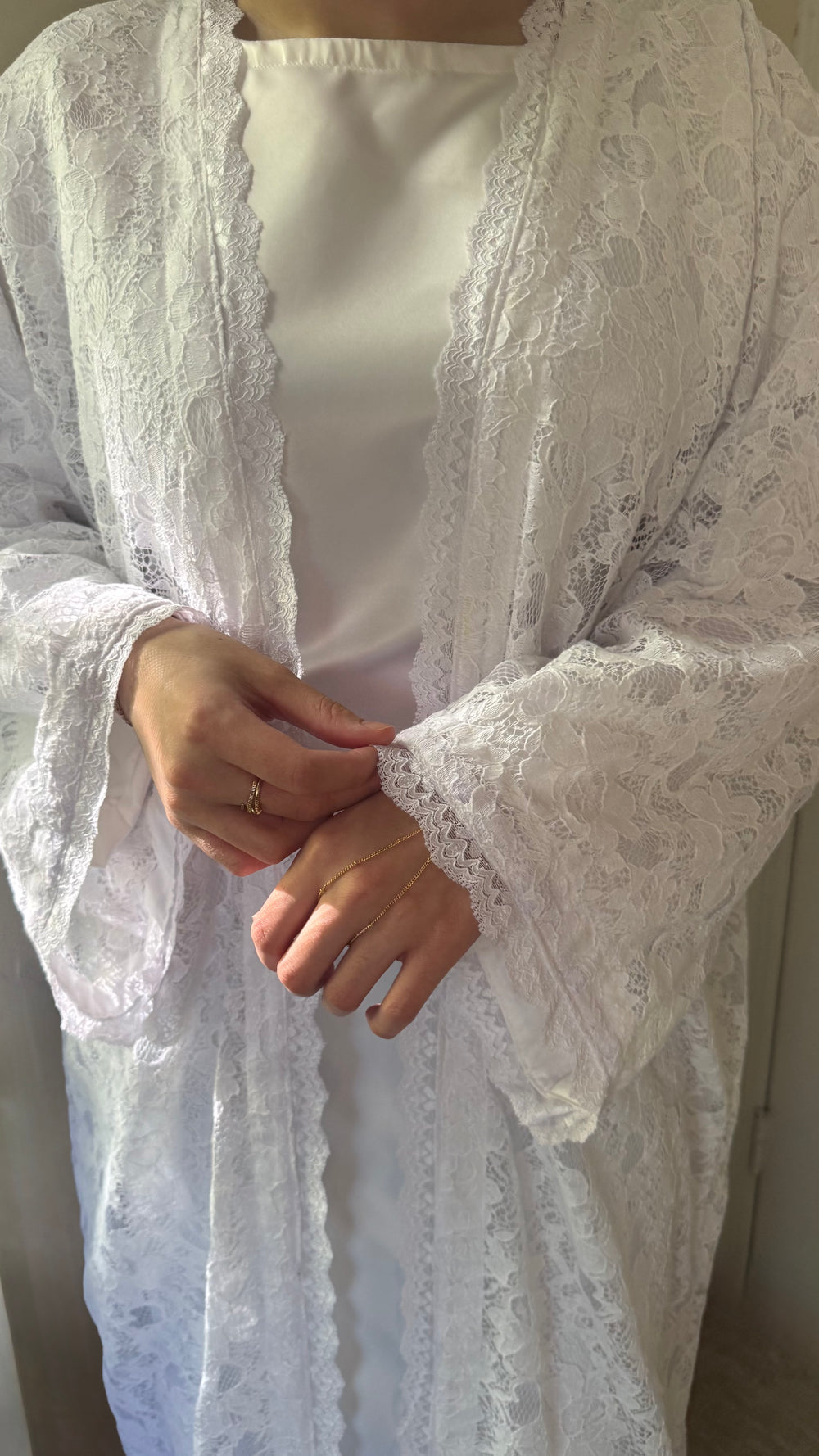 Pearl Lace Abaya - 3 piece set