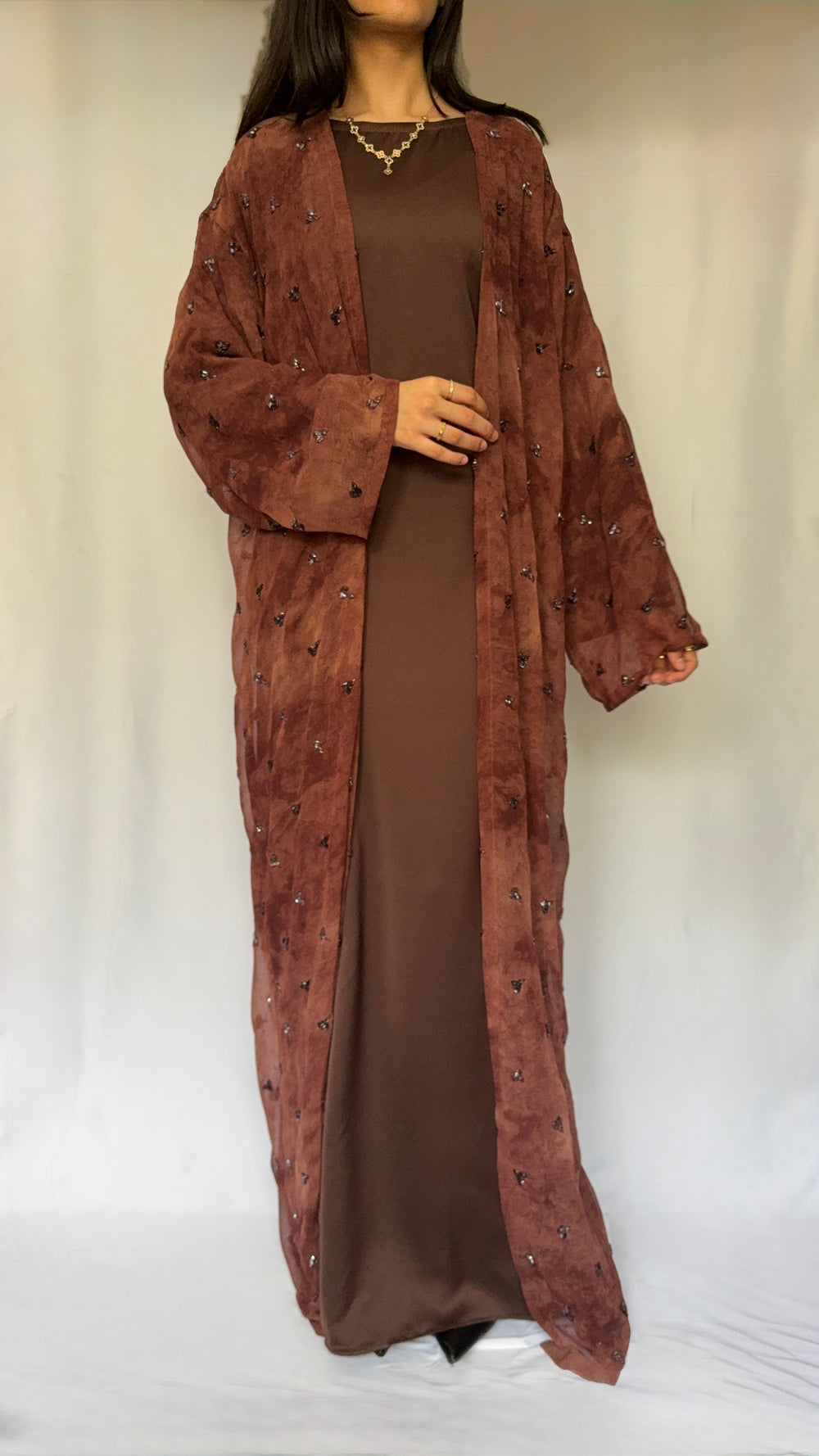 Mocha Abaya - 3 piece set