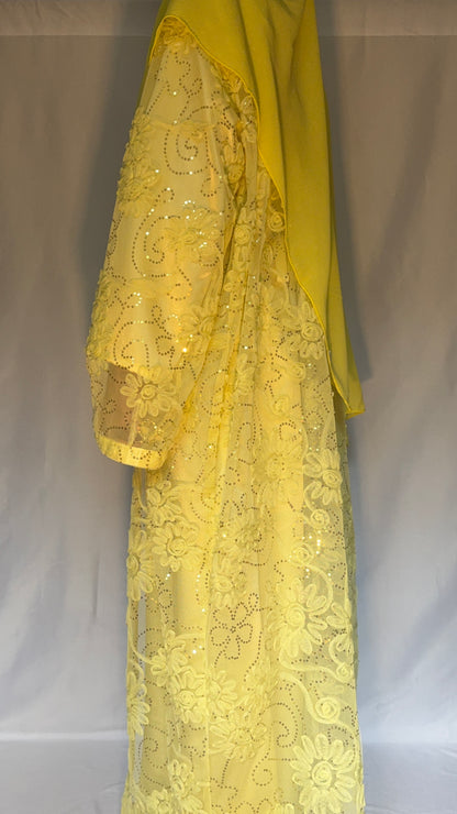 Golden Soleil Abaya - 3 piece set
