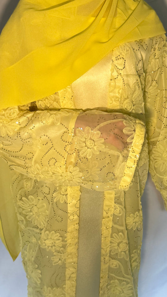 Golden Soleil Abaya - 3 piece set