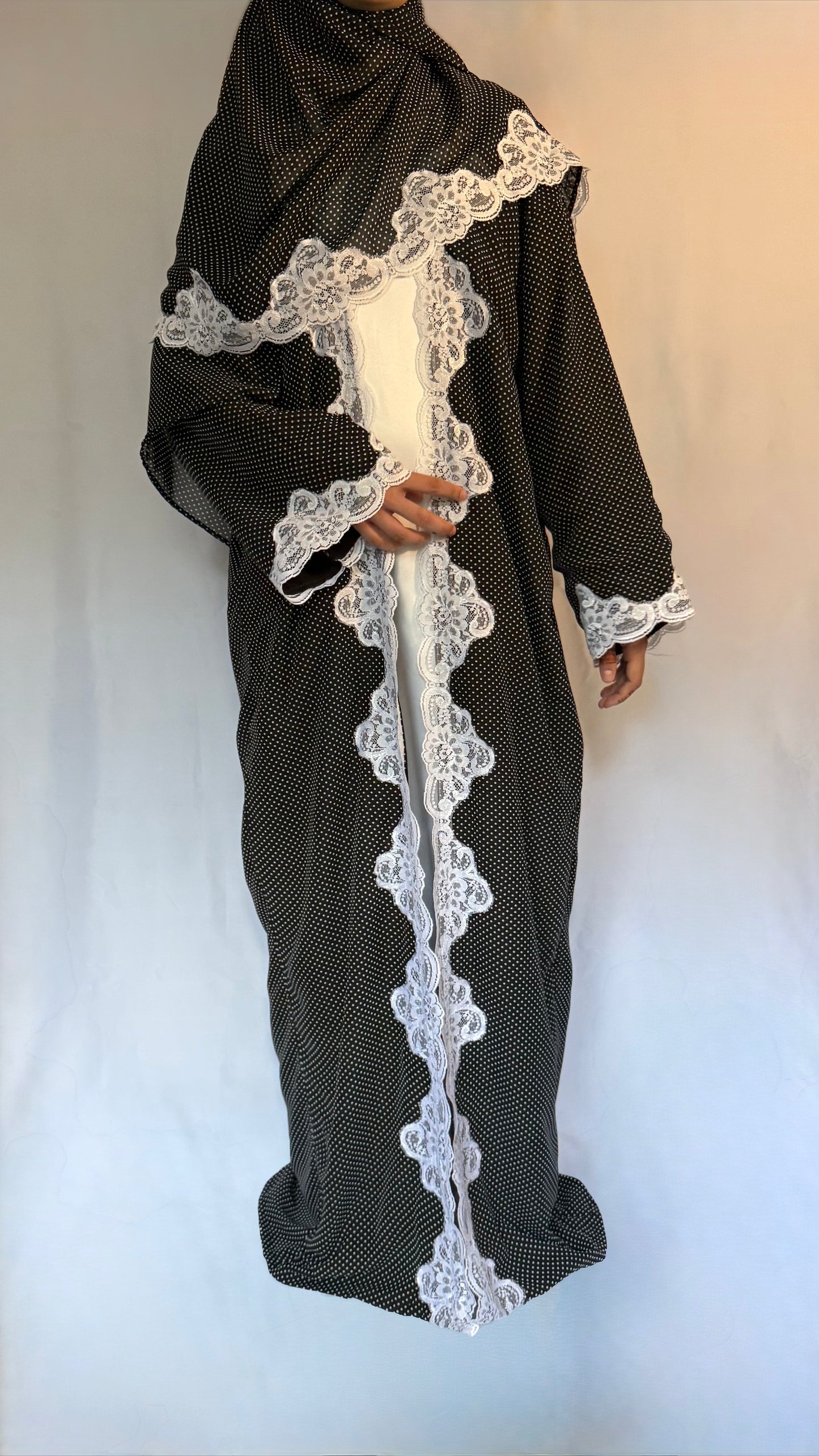 The Polka Lace Abaya - 2 piece set