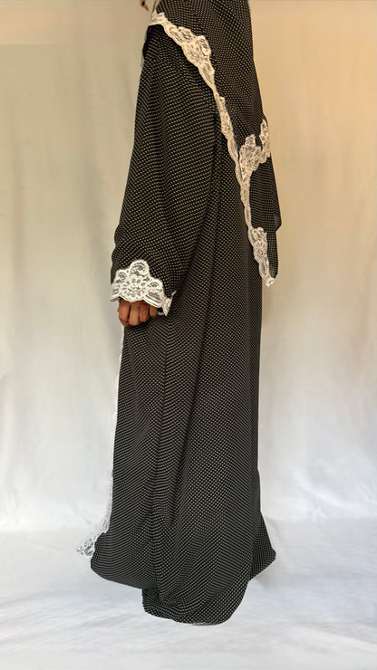 The Polka Lace Abaya - 2 piece set