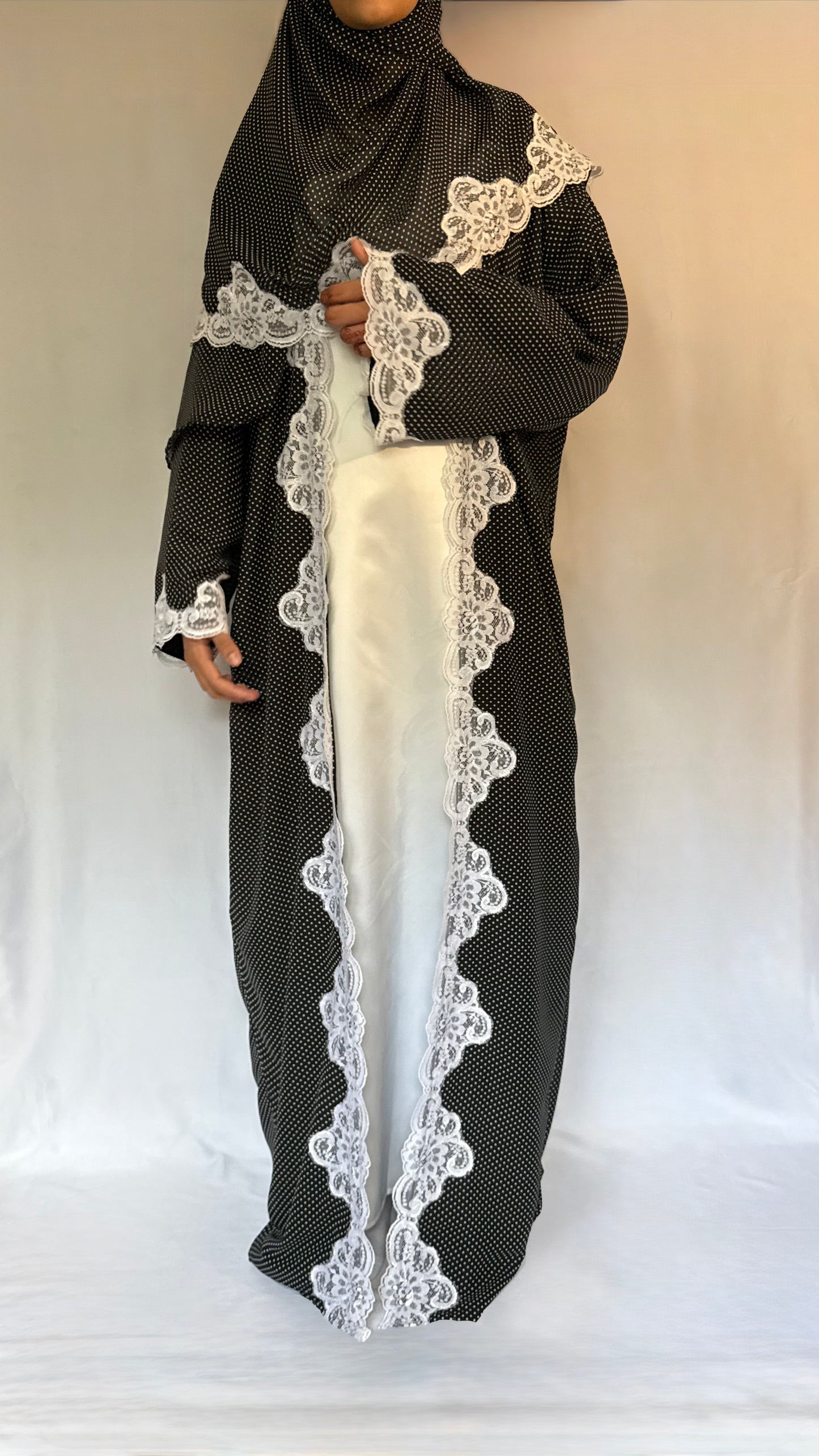The Polka Lace Abaya - 2 piece set