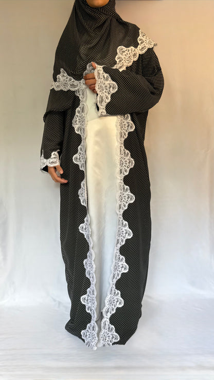 The Polka Lace Abaya - 2 piece set