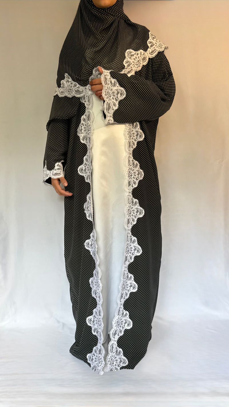 The Polka Lace Abaya - 2 piece set
