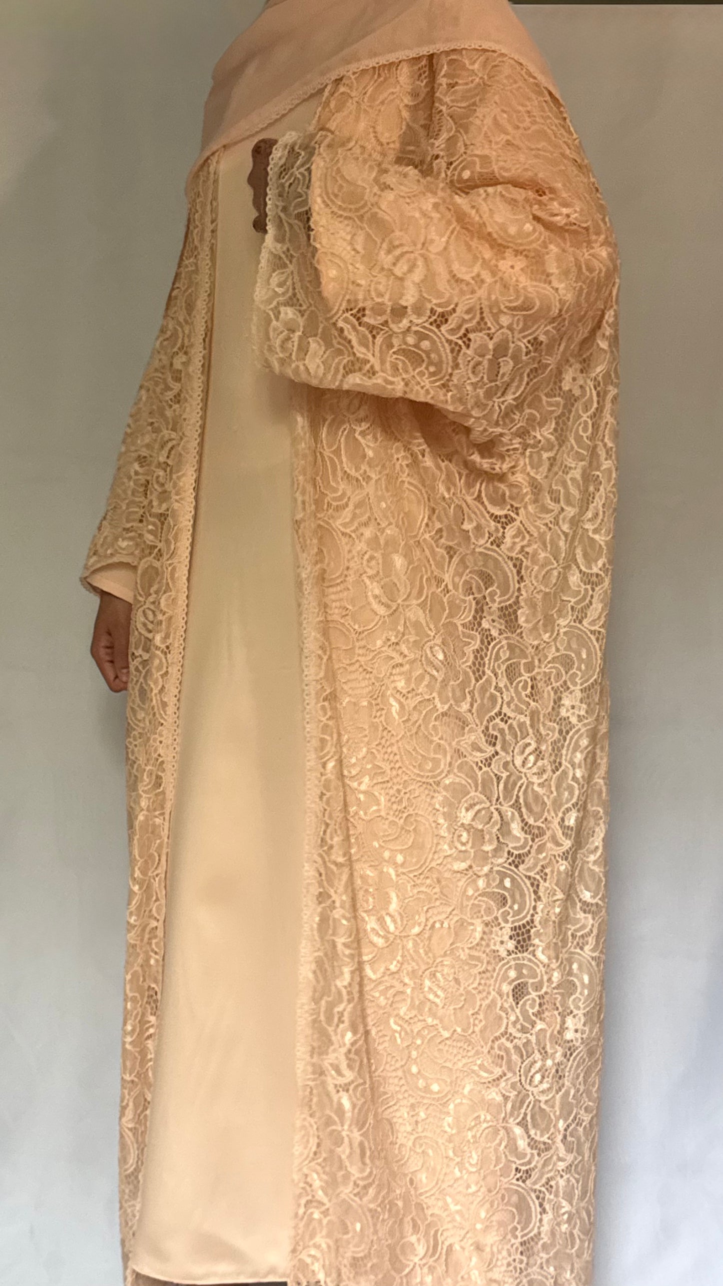 Noor Lace Abaya - 3 piece Set