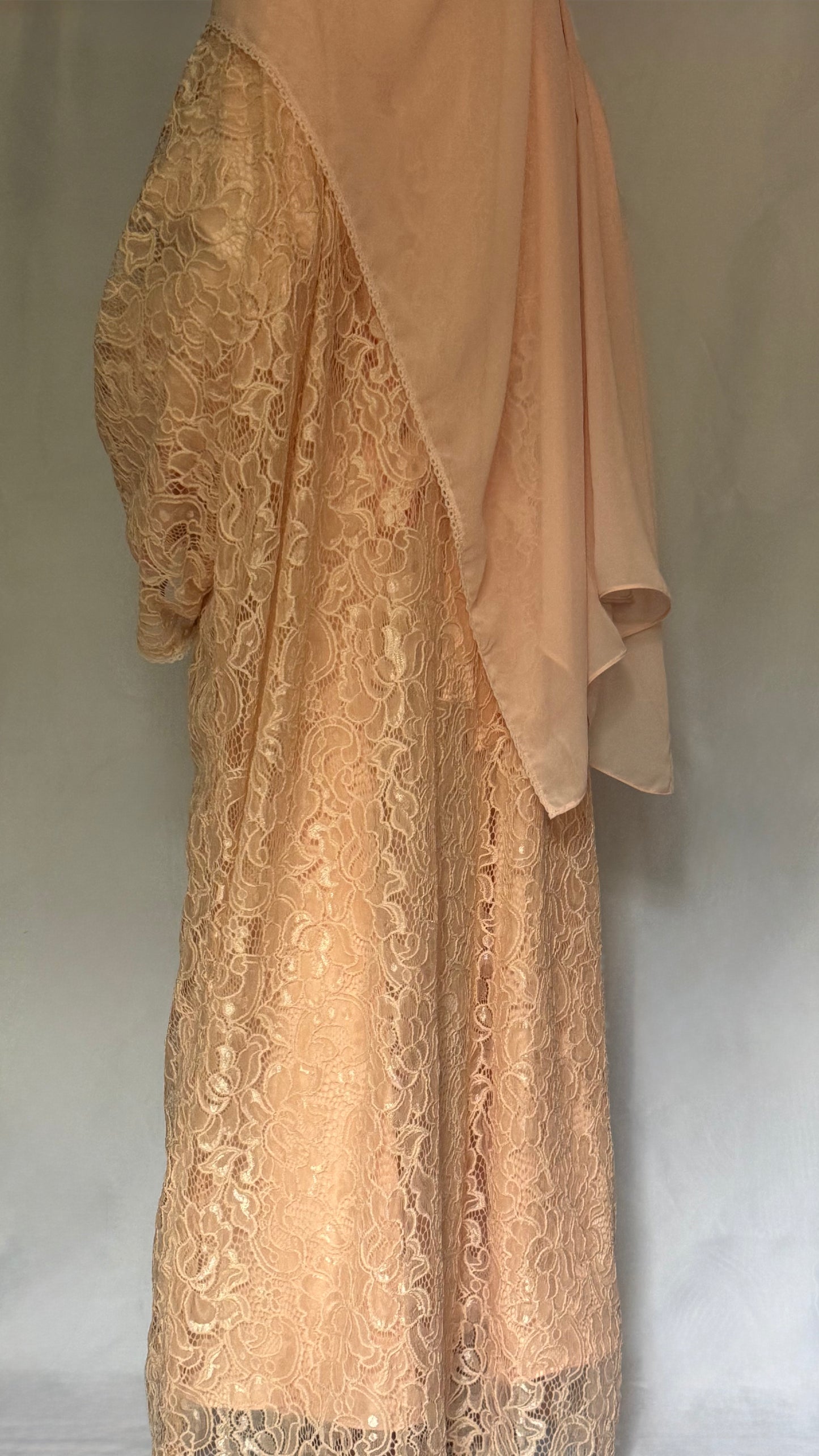 Noor Lace Abaya - 3 piece Set