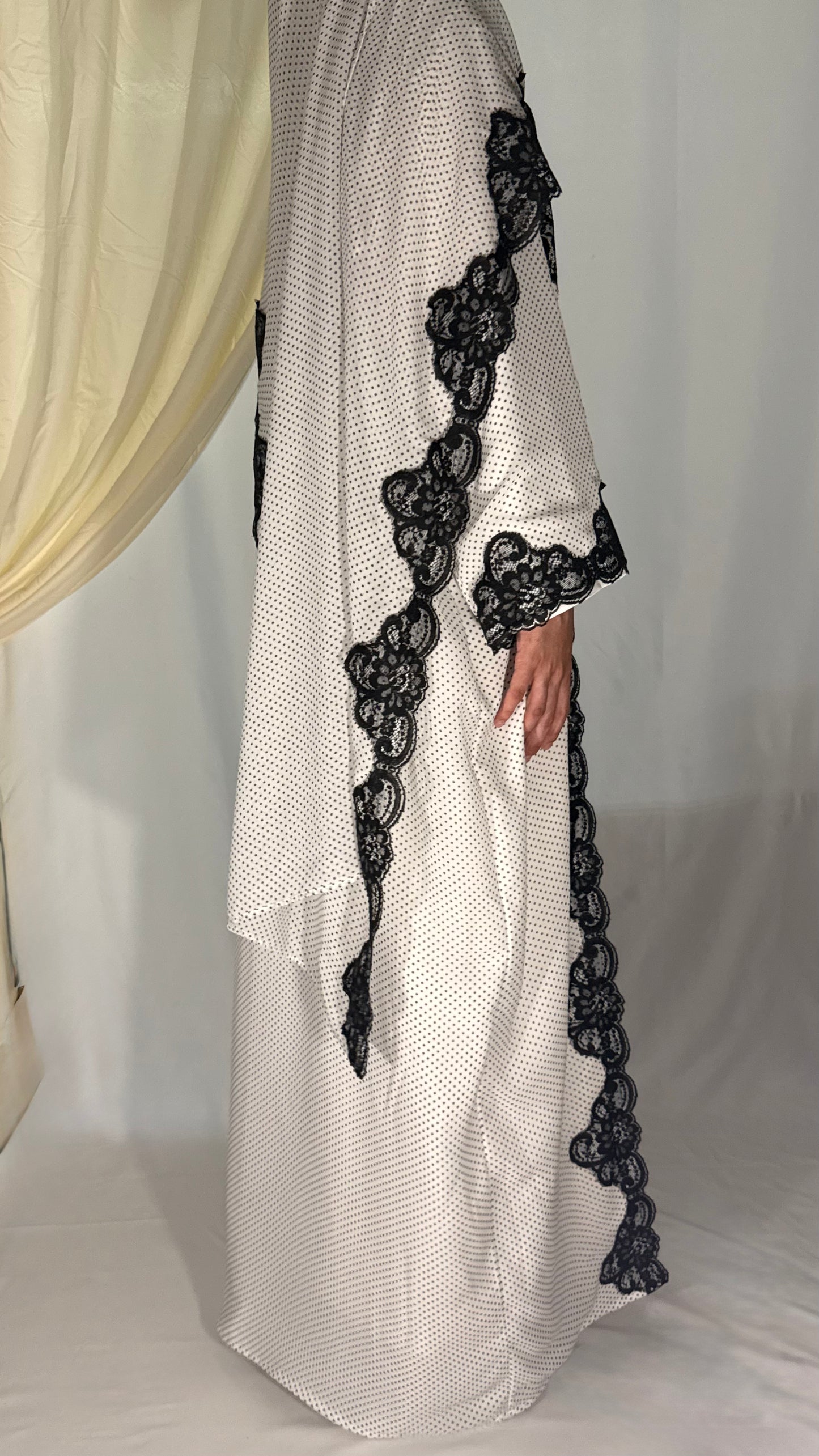 The Polka Lace Abaya - Ivory