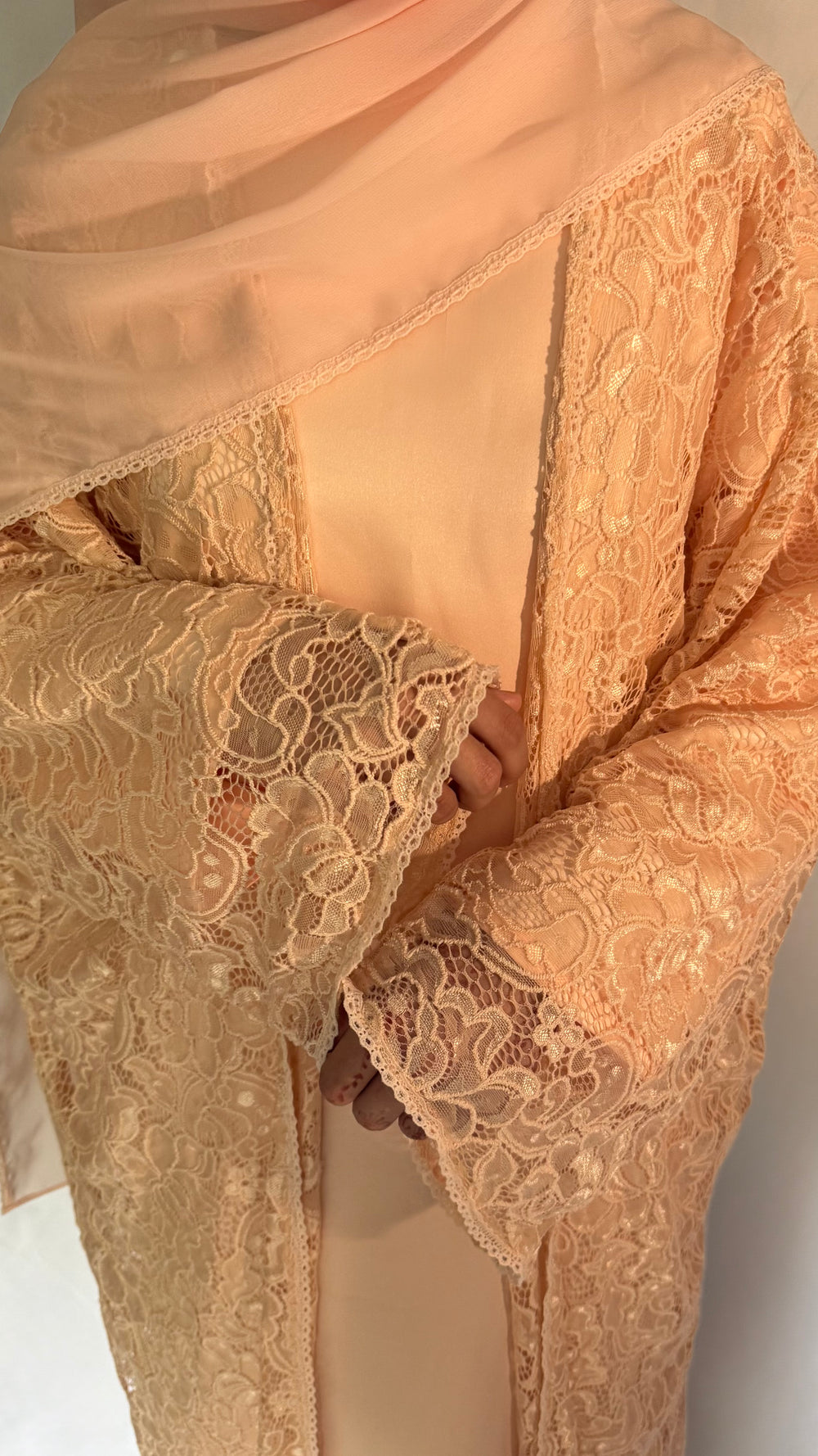 Noor Lace Abaya - 3 piece Set