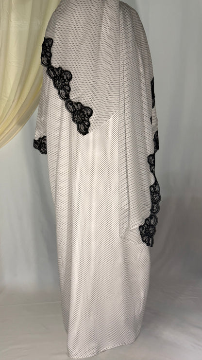 The Polka Lace Abaya - Ivory